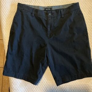Nautica Men's Dark Navy Flat Front Cotton Shorts